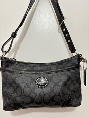 Coach Black Signature Pattern Shoulder Bag
